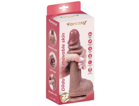Dildo silikonowe z ruchomą skórką i jądrami Fantasy 22 cm - 10