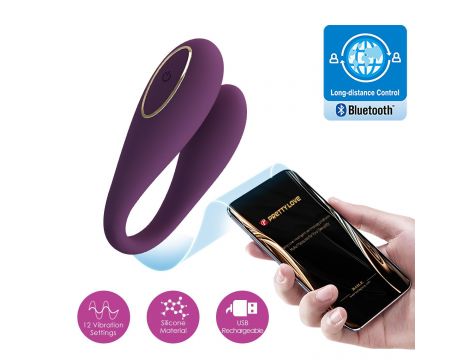 PRETTY LOVE - August, Mobile APP Long-distance Control 12 vibration functions, ABS Silicone, USB rechargeable