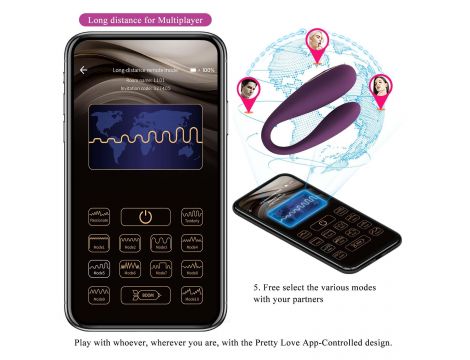 PRETTY LOVE - August, Mobile APP Long-distance Control 12 vibration functions, ABS Silicone, USB rechargeable - 19