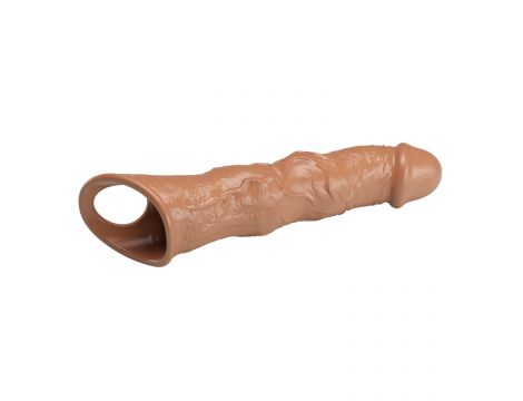 Przedłużka na penisa Pretty Love z regulowanymi wkładkami brązowa 28 cm - 5