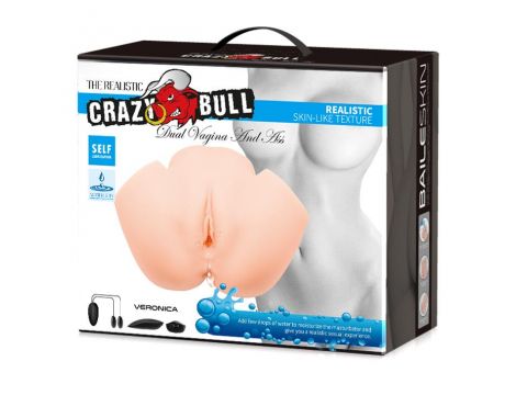Masturbator wibrujący Crazy Bull Veronica z podwójnym wejściem cielisty AAA - 6