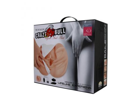 Masturbator realistyczny Crazy Bull wagina i anus wibrujący cielisty 22 cm - 6