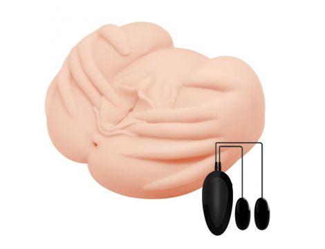 Masturbator realistyczny Crazy Bull wagina i anus wibrujący cielisty 22 cm - 9