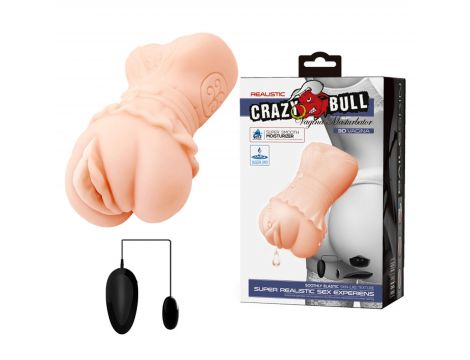 Masturbator wagina Crazy Bull z wibracją na baterie AAA - 2
