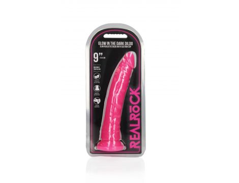 Dildo realistyczne slim z przyssawką RealRock świecące w ciemności 22,5 cm - 2