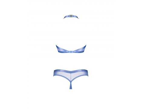 Błękitny top z odsłoniętymi plecami i stringi Obsessive XS/S - 3