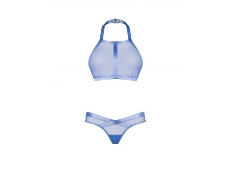 Błękitny top z odsłoniętymi plecami i stringi Obsessive XS/S - 4
