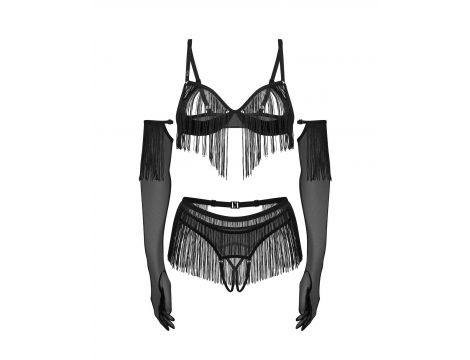 Komplet bielizny Rossay Black otwarty czteroczęściowy Obsessive 2XL/3XL - 5