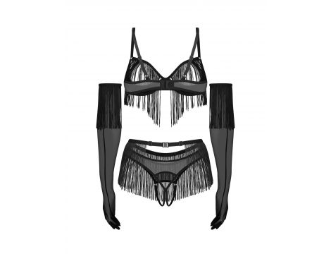 Komplet bielizny Rossay Black otwarty czteroczęściowy Obsessive 2XL/3XL - 6