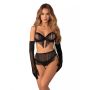 Komplet bielizny Rossay Black otwarty czteroczęściowy Obsessive 2XL/3XL - 2