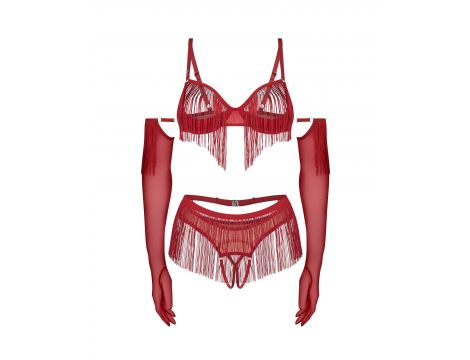 Obsessive Rossay Red komplet czteroczęściowy otwarty czerwony L/XL - 5