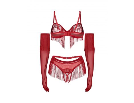 Obsessive Rossay Red komplet czteroczęściowy otwarty czerwony L/XL - 6