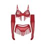 Komplet Obsessive Rossay Red otwarty czteroelementowy czerwony 2XL/3XL - 7