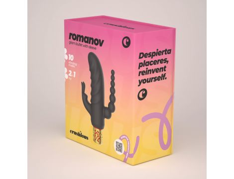 Mini wibrator Crushious Romanov z silikonową nakładką 13 cm - 12