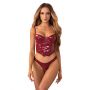Błyszczący lakierowany gorset z stringami Obsessive Redya L/XL - 2