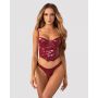 Błyszczący lakierowany gorset z stringami Obsessive Redya L/XL - 9
