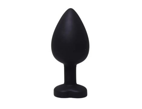 Silikonowy korek analny Fantasy czarny z sercem i diamentem 8 cm - 2