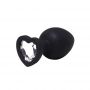 Silikonowy korek analny Fantasy czarny z sercem i diamentem 8 cm - 2
