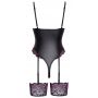Body string z paskami do pończoch Cottelli LINGERIE czarno różowe S - 7
