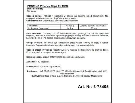Kapsułki na potencję Prorino Men Hot 10 sztuk czarne - 2