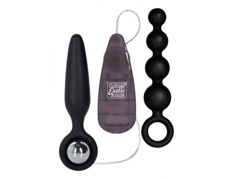 Korek analny wibrujący silikonowy Calexotics czarny 9,5 cm - 2