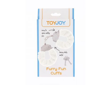 Kajdanki piórkowane regulowane ToyJoy białe - 3