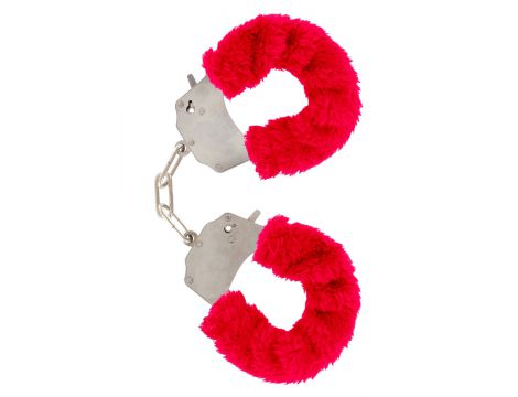 Kajdanki piórkowane ToyJoy Furry Fun czerwone - 2