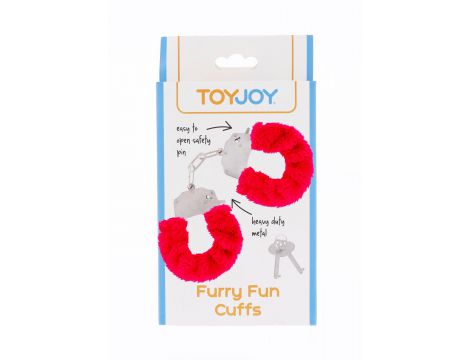 Kajdanki piórkowane ToyJoy Furry Fun czerwone - 4