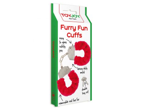 Kajdanki piórkowane ToyJoy Furry Fun czerwone