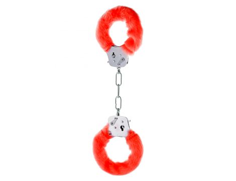 Kajdanki piórkowane ToyJoy Furry Fun czerwone - 3