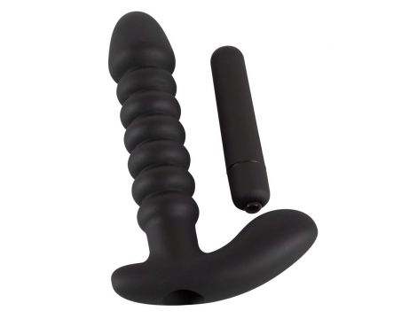 Wibrator analny silikonowy Black Velvets czarny 17 cm - 9