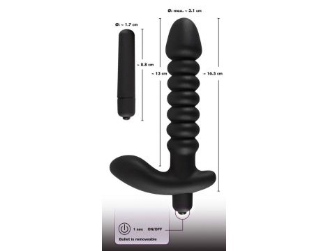 Wibrator analny silikonowy Black Velvets czarny 17 cm - 10