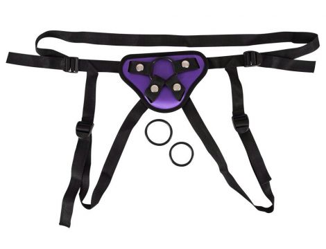 Uprząż do strap on You2Toys z trzema pierścieniami fioletowo czarna - 4