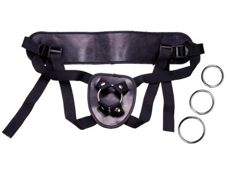 Uprząż strapon z obrączkami 4 5 6 cm You2Toys PU czarna - 3