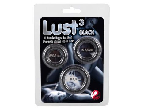Pierścienie erekcyjne rowkowane Lust 3 You2Toys silikonowe czarne - 2