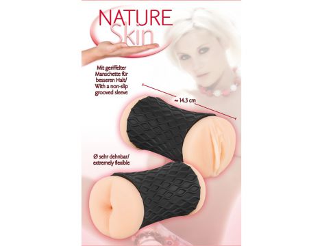 Masturbator Nature Skin z pochwą i odbytem skóra 14 cm - 11