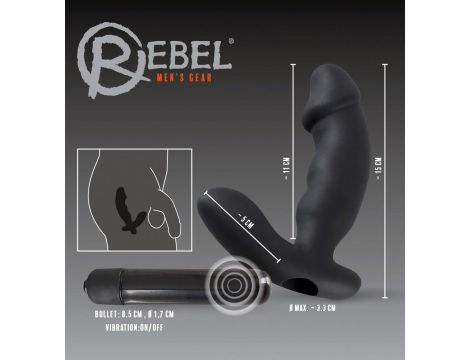 Wibrator analny Rebel czarny silikonowy 15 cm - 13