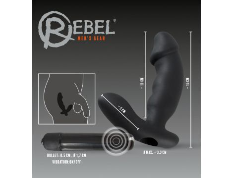 Wibrator analny Rebel czarny silikonowy 15 cm - 11