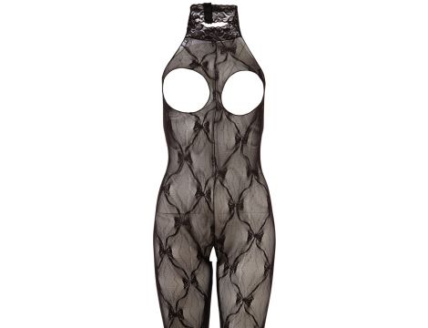 Bodystocking koronkowy bezopiersiowy NO:XQSE czarny S L - 5
