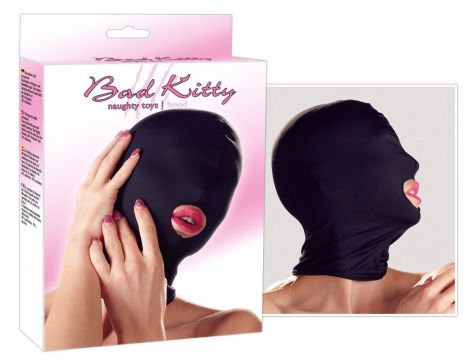 Czarna maska na głowę z wolnymi ustami Bad Kitty - 8