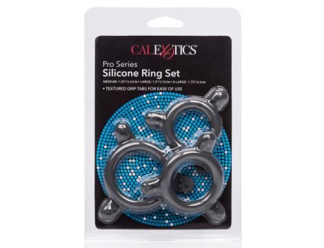 Zestaw pierścieni erekcyjnych silikonowych Calexotics Pro Series czarny - 3