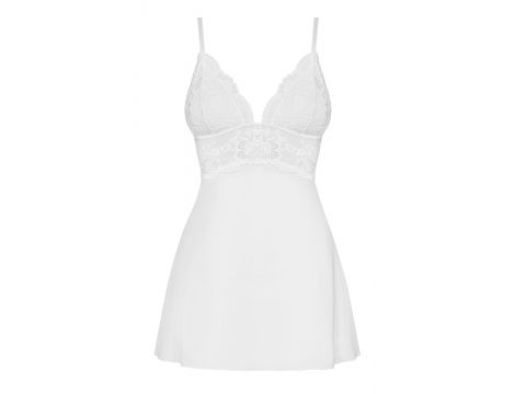 Babydoll koronkowy Obsessive biały z stringami S/M - 11
