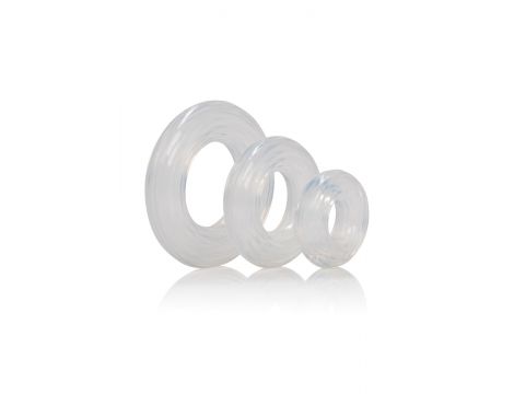 Zestaw premium silikonowych pierścieni erekcyjnych Calexotics transparentny - 2