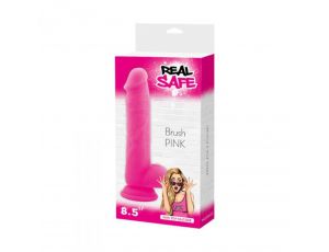 Dildo realistyczne Real Safe silikonowe z jądrami różowe