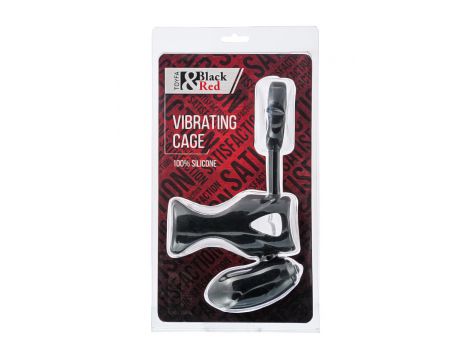 Wibrujący pierścień na penisa z stymulacją łechtaczki Black & Red 14,5 cm