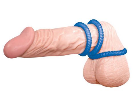 Pierścienie erekcyjne Lust 3 rowkowane silikonowe niebieskie You2Toys - 7