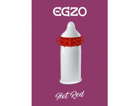 Prezerwatywy z wypustkami Egzo Hot Red czerwone - 2
