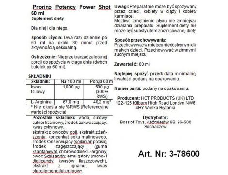 Afrodyzjak dla mężczyzn Hot Prorino Potency Power Shot 60 ml - 2
