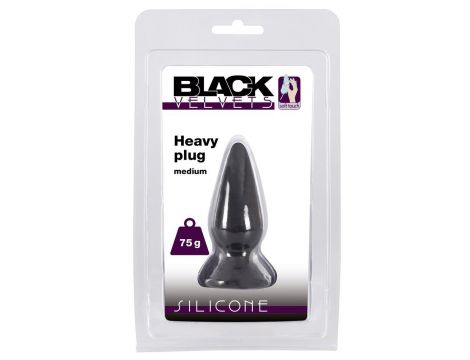 Korek analny Heavy Black Velvets M czarny 8,9 cm