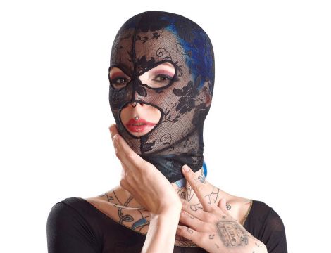 Maska BDSM koronkowa czarna Bad Kitty - 3
